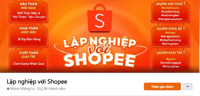 Group hỗ trợ người bán Lập nghiệp với Shopee